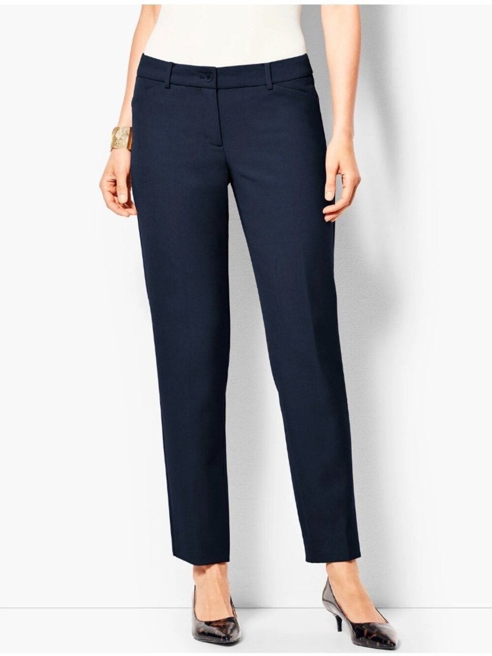 Talbots Navy Blue Hampshire Ankle Pants Size 14 Cropped Capri Straight Leg
